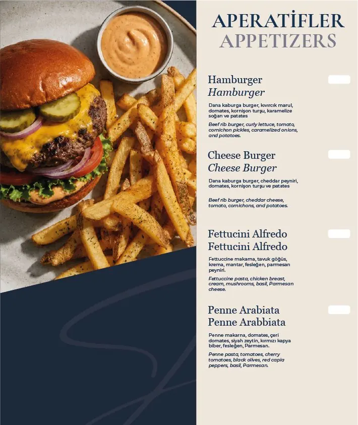Joy menüsü — Aperatifler